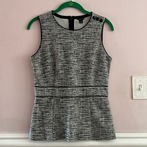 Ann Taylor Petite Plaid Peplum Top